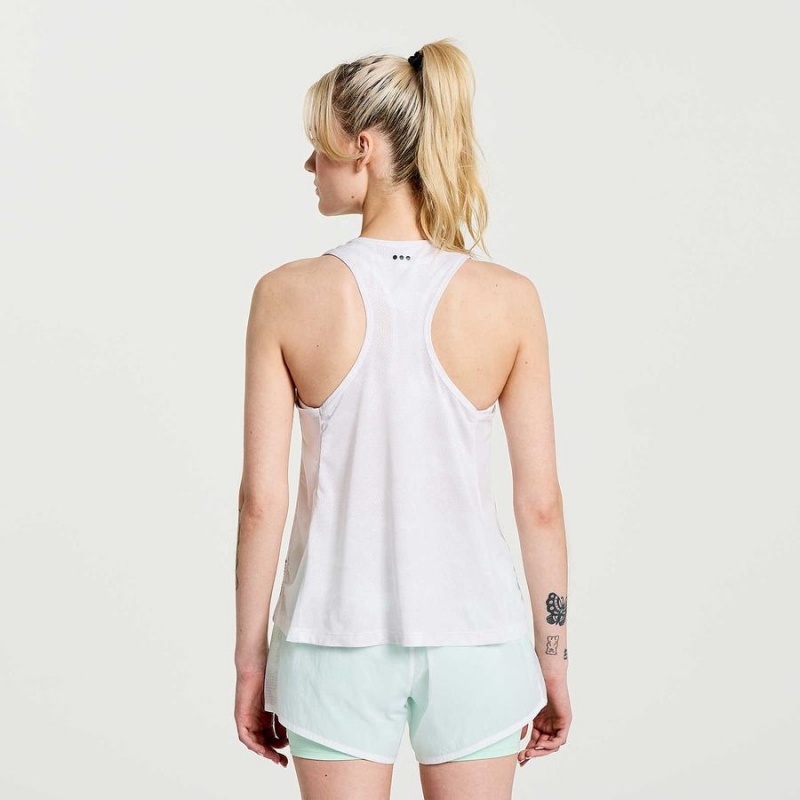 Women's Saucony Elevate Tank Top White | UAE S84306-D04