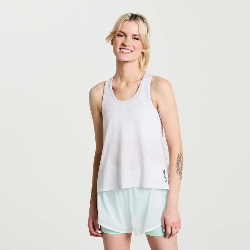 Women\'s Saucony Elevate Tank Top White | UAE S84306-D04