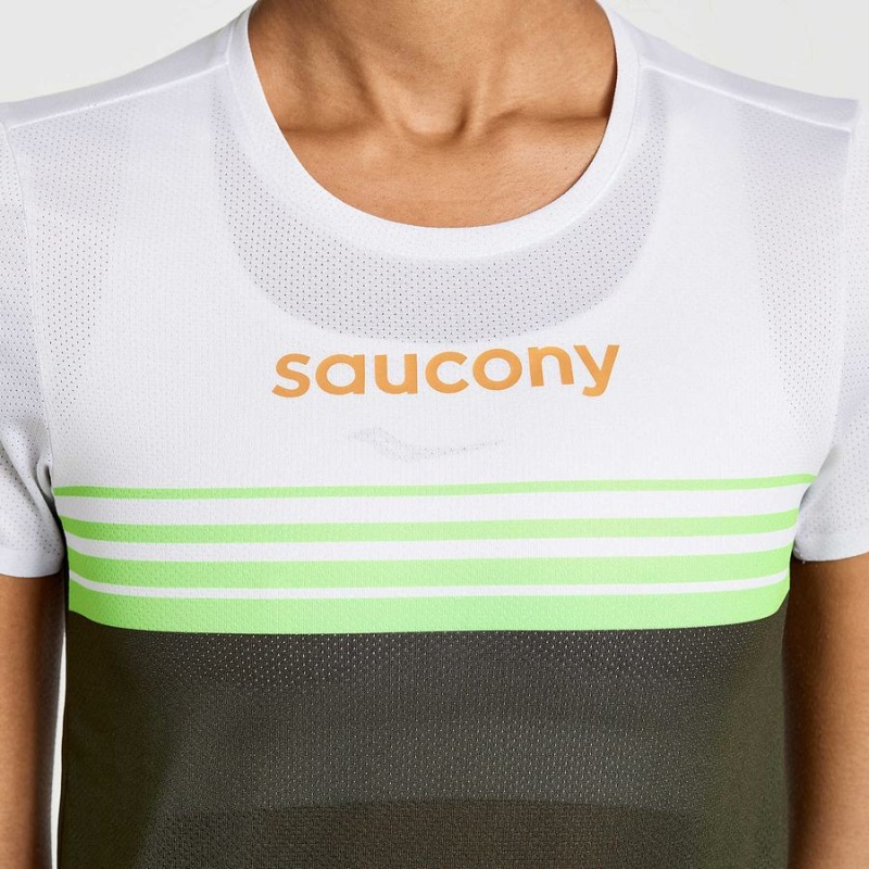 Women's Saucony Elite Short Sleeve T Shirts Umbra | UAE S59018-B35