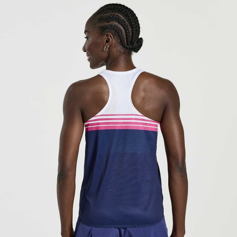 Women's Saucony Elite Singlet Tank Top Navy | UAE S09768-C49