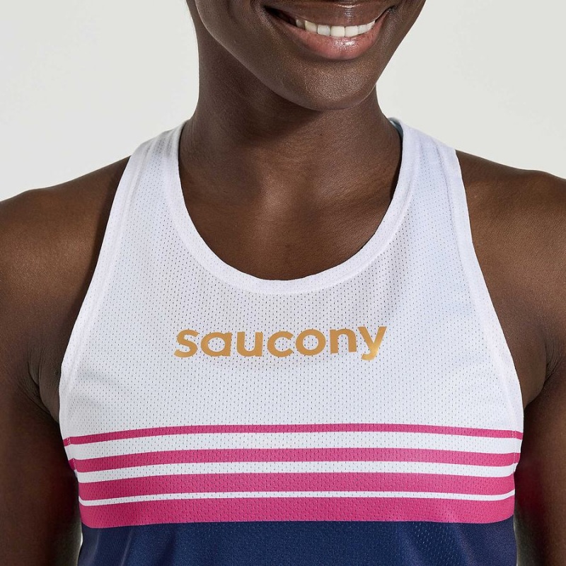 Women's Saucony Elite Singlet Tank Top Navy | UAE S09768-C49