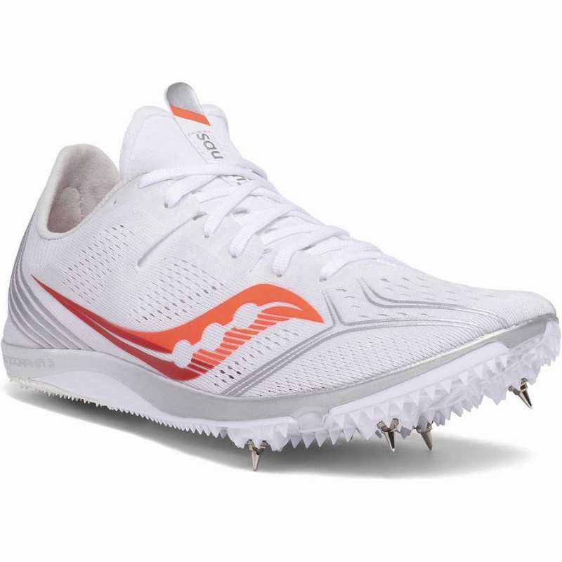 Women's Saucony Endorphin 3 Spike Track Spikes White / Red | UAE S21863-L39