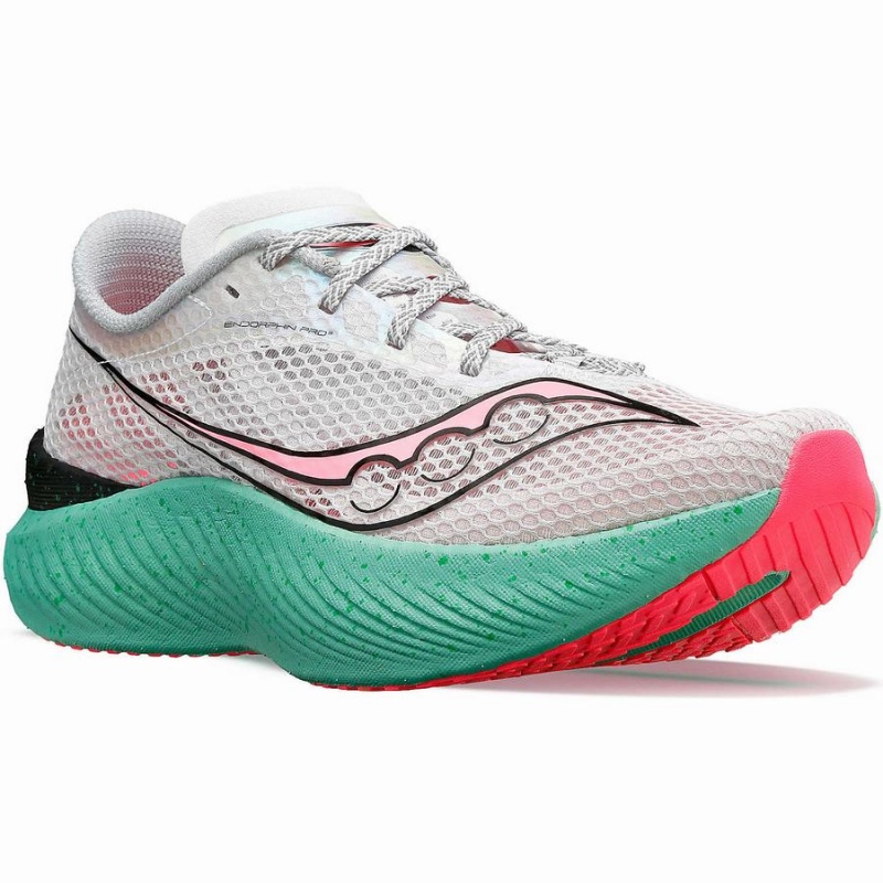 Women's Saucony Endorphin Pro 3 Running Shoes White / Pink | UAE S69385-Z90