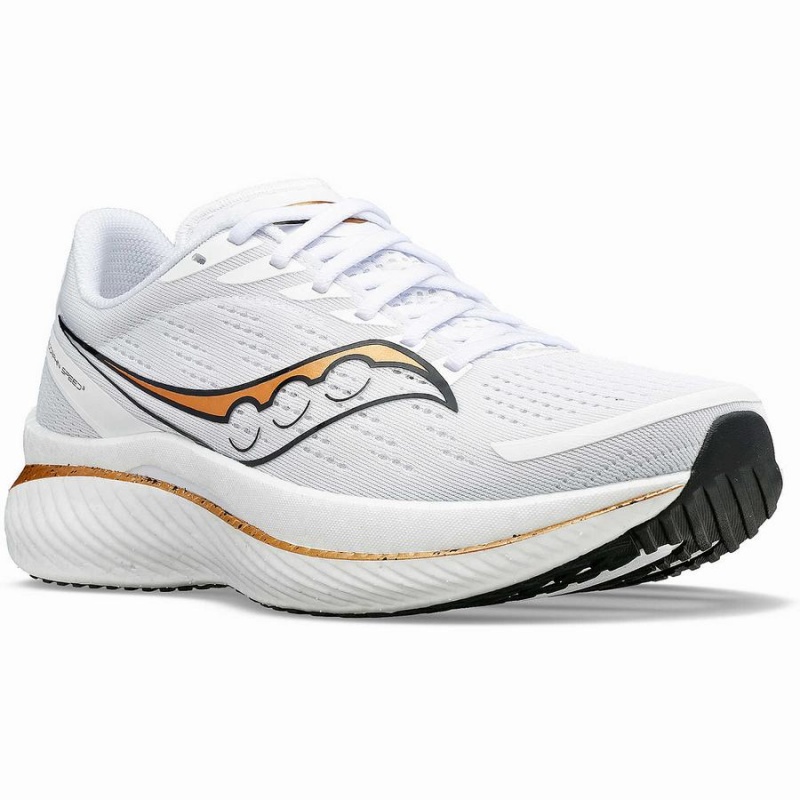 Women's Saucony Endorphin Speed 3 Running Shoes White / Gold | UAE S96458-W80