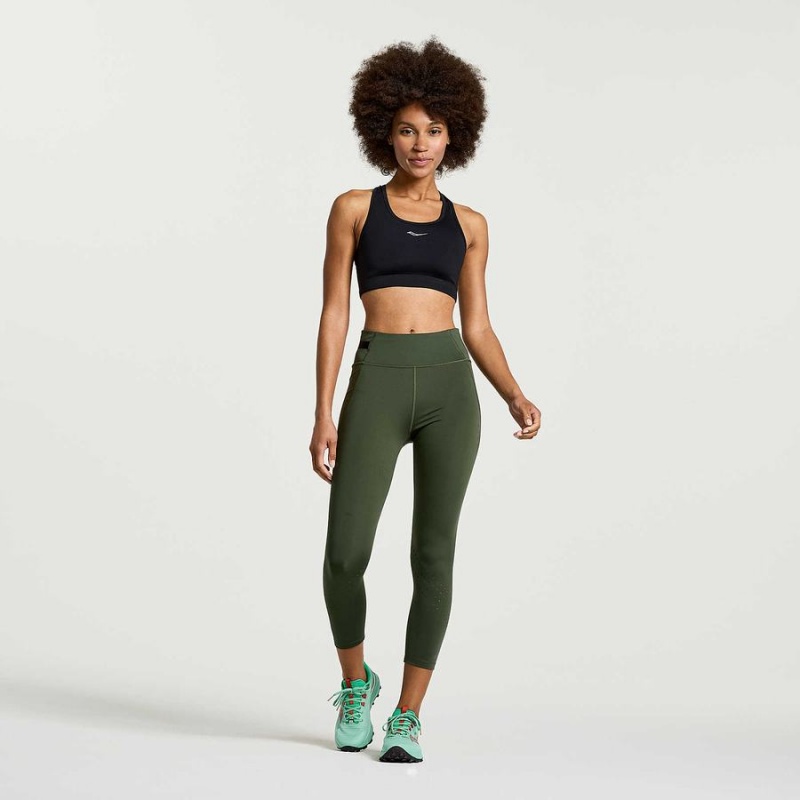 Women's Saucony Explorer Utility Crop Tight Dark Green | UAE S10426-B61