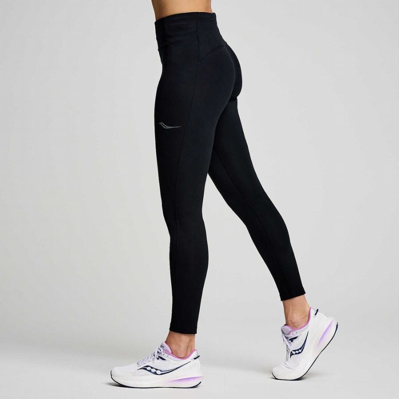 Women's Saucony Fortify 7/8 Tight Black | UAE S34627-L32