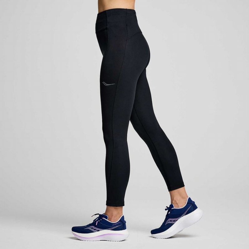 Women's Saucony Fortify Crop Tight Black | UAE S82356-P59