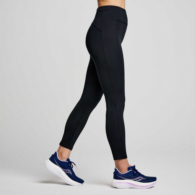 Women's Saucony Fortify Crop Tight Black | UAE S82356-P59