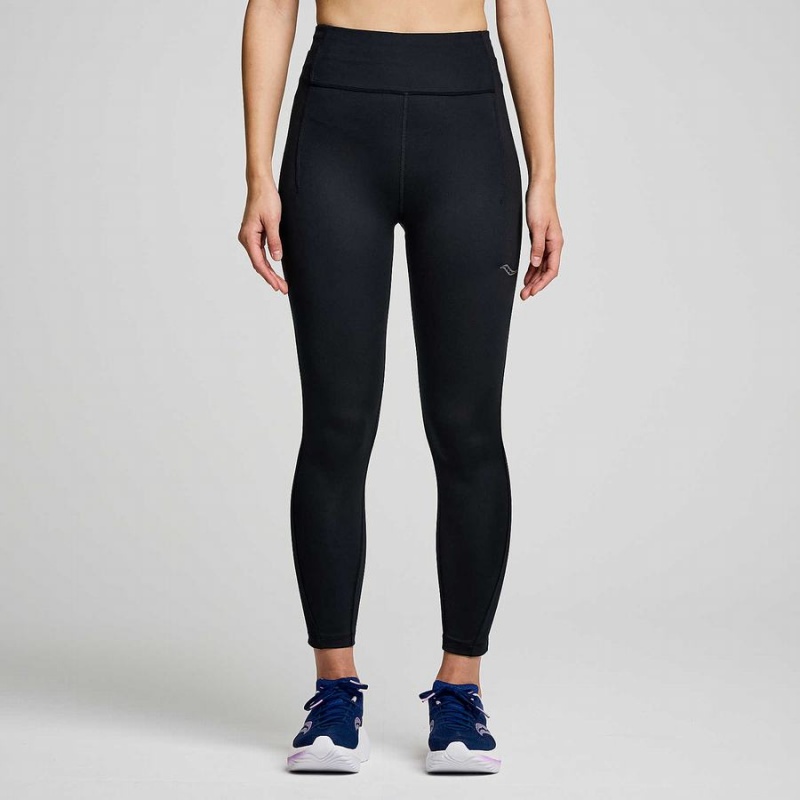 Women\'s Saucony Fortify Crop Tight Black | UAE S82356-P59