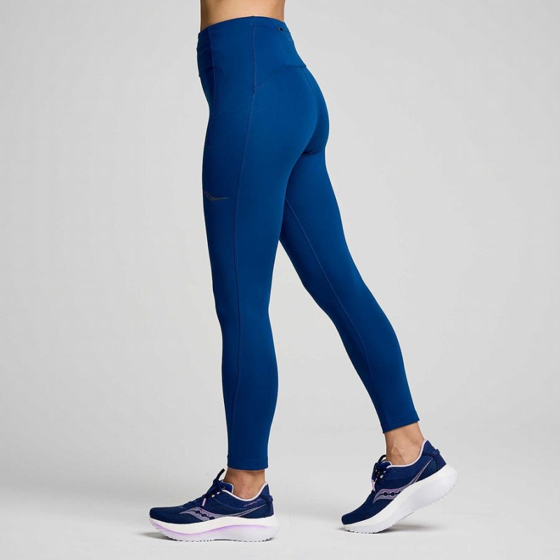 Women's Saucony Fortify Crop Tight Indigo | UAE S96170-U87