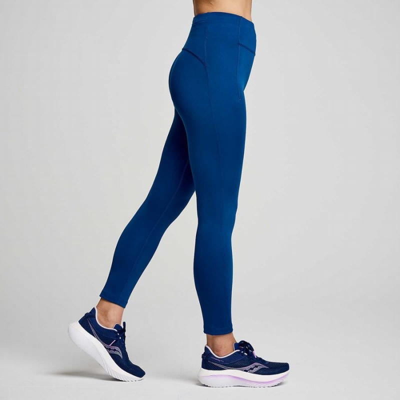 Women's Saucony Fortify Crop Tight Indigo | UAE S96170-U87