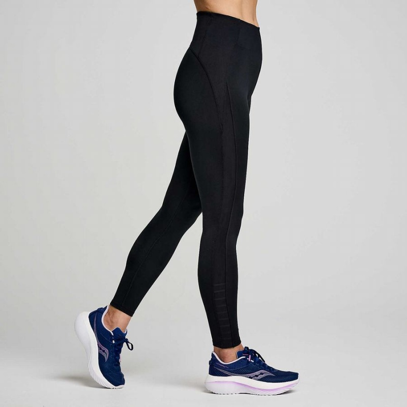 Women's Saucony Fortify Viz Tight Black | UAE S67039-L31