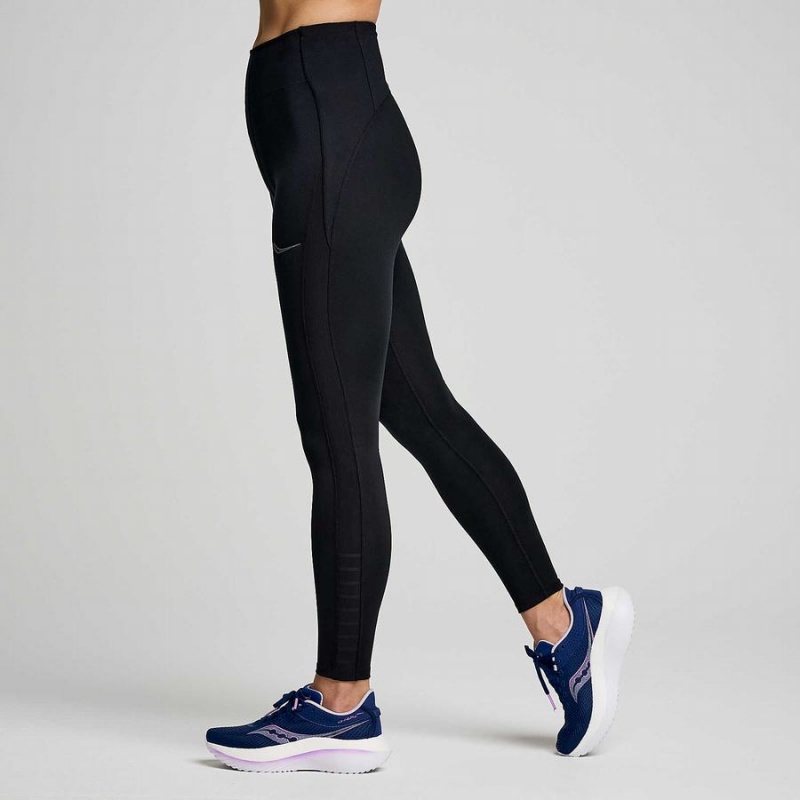 Women's Saucony Fortify Viz Tight Black | UAE S67039-L31