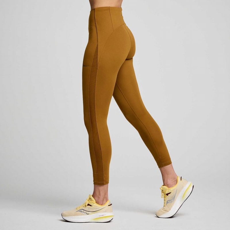 Women's Saucony Fortify Viz Tight Brown | UAE S01236-K73