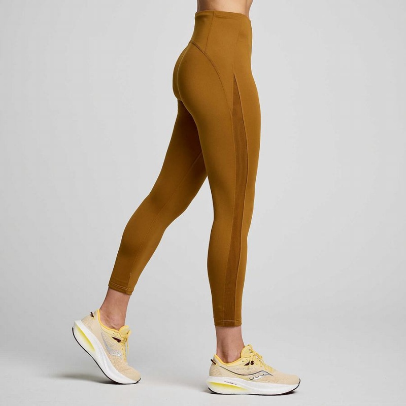 Women's Saucony Fortify Viz Tight Brown | UAE S01236-K73