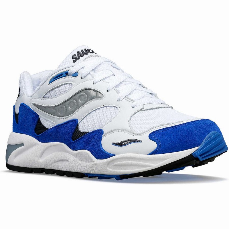 Women's Saucony Grid Shadow 2 Sneakers White / Blue | UAE S06972-Q69