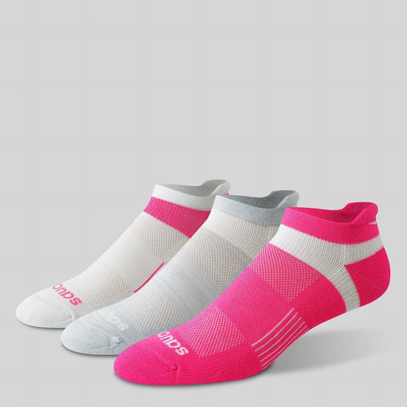 Women\'s Saucony Inferno No Show Tab 3-Pack Socks Pink | UAE S74130-N24