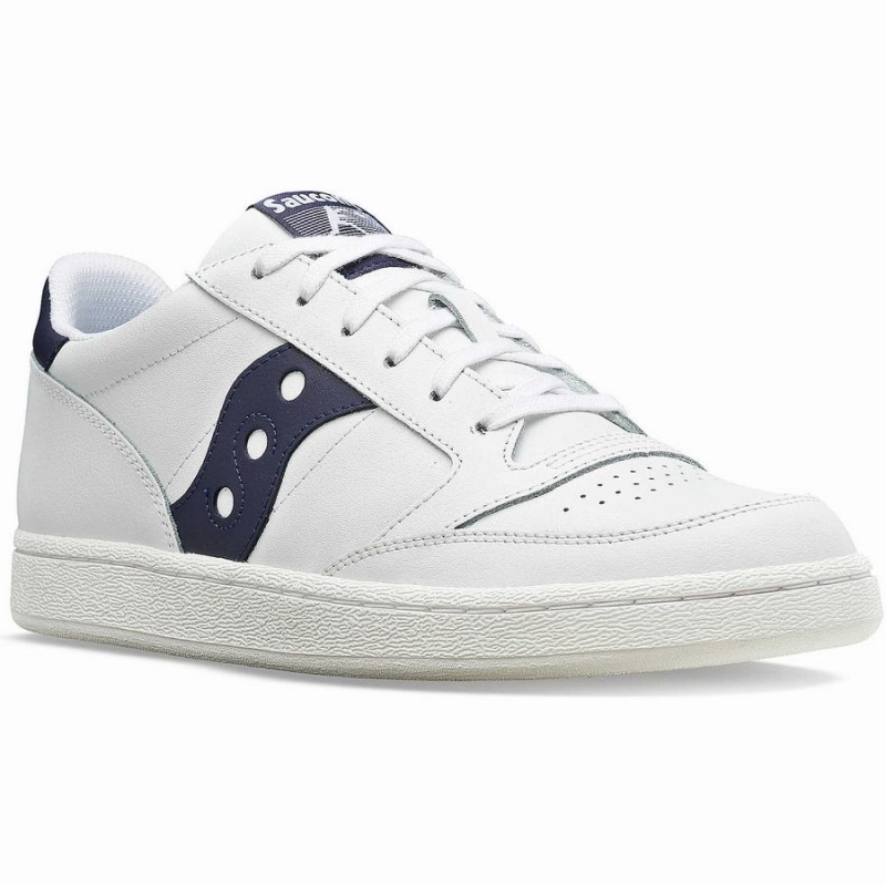 Women's Saucony Jazz Court PU Sneakers White / Navy | UAE S71036-L12