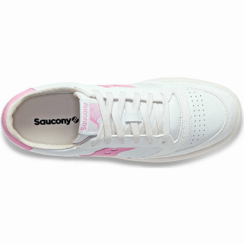 Women's Saucony Jazz Court Premium Sneakers White / Pink | UAE S74610-K59