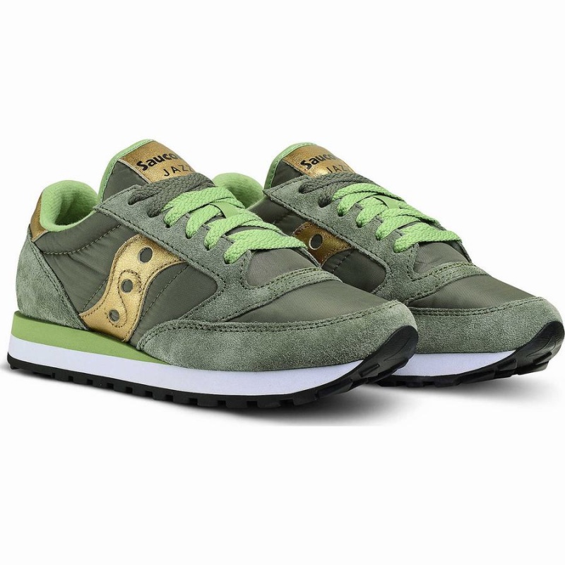 Women's Saucony Jazz Original Sneakers Olive / Gold | UAE S61592-A97