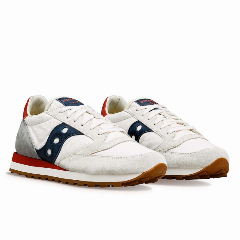 Women's Saucony Jazz Original Stonewash Sneakers White / Navy | UAE S90453-E54