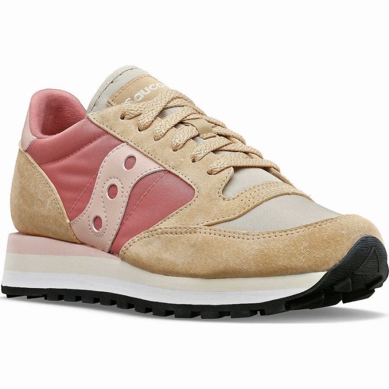 Women's Saucony Jazz Triple Sneakers Beige / Red | UAE S70931-C87