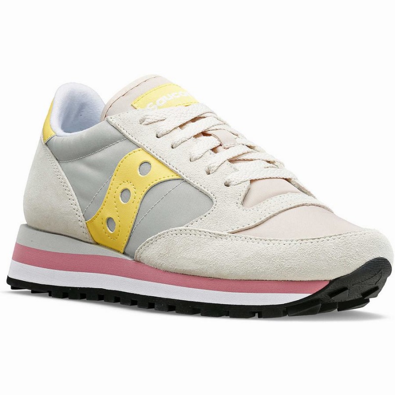 Women's Saucony Jazz Triple Sneakers Grey / Yellow | UAE S69308-Y64