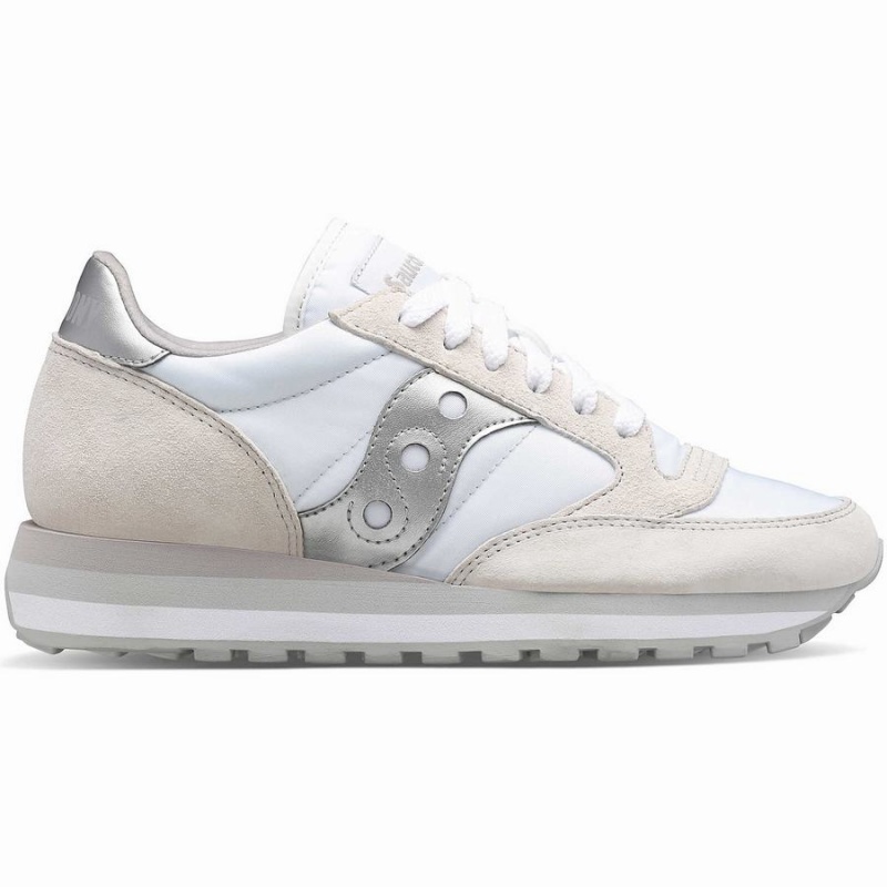 Women\'s Saucony Jazz Triple Sneakers White / Silver | UAE S27853-W08