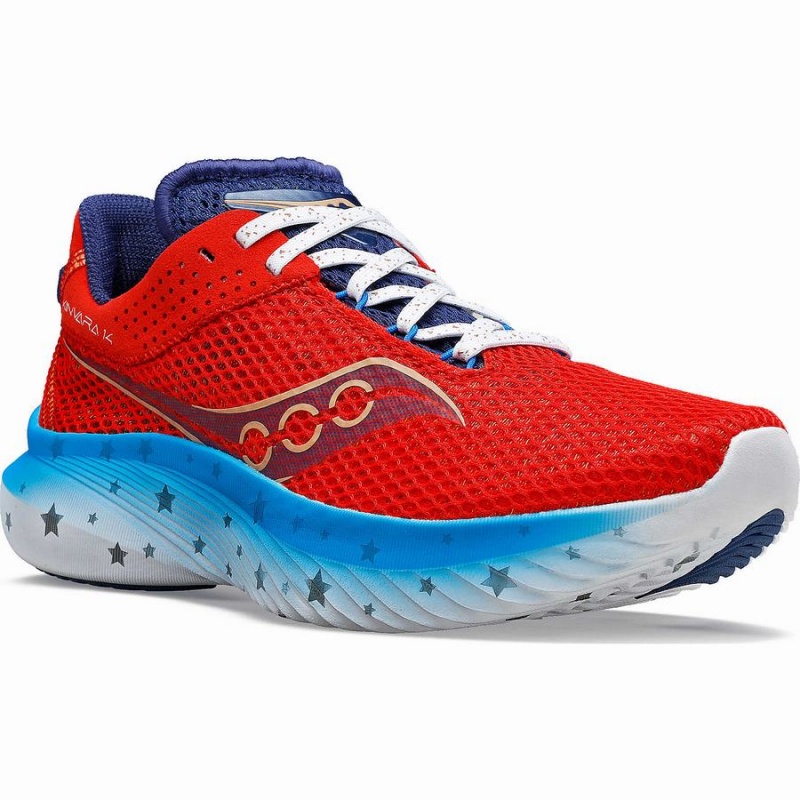 Women's Saucony Kinvara 14 Liberty Running Shoes Red / White / Blue | UAE S01465-L09