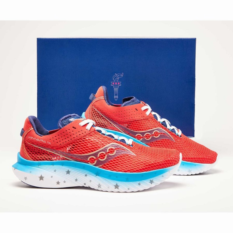 Women's Saucony Kinvara 14 Liberty Running Shoes Red / White / Blue | UAE S01465-L09