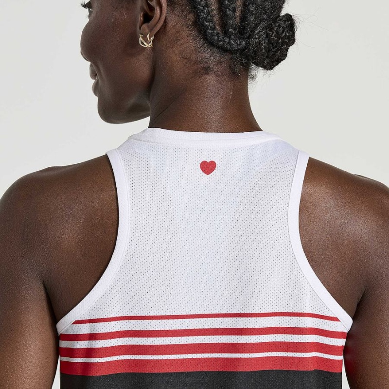 Women's Saucony NYC Stopwatch Singlet Tank Top White / Black | UAE S23491-L48