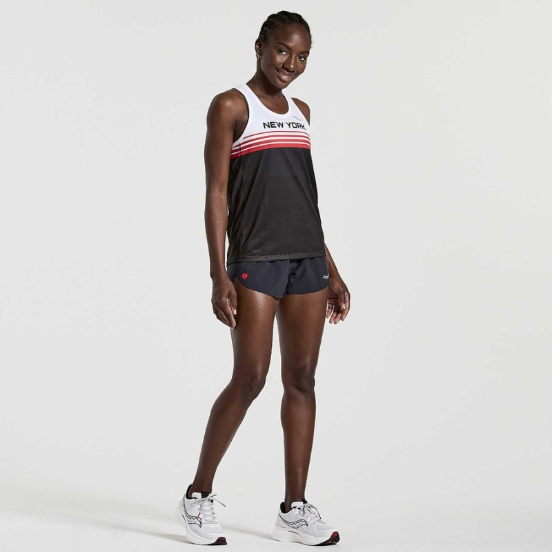 Women's Saucony NYC Stopwatch Singlet Tank Top White / Black | UAE S23491-L48