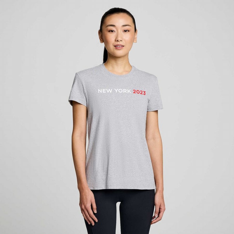 Women's Saucony New York Rested T Shirts Grey | UAE S14637-D27