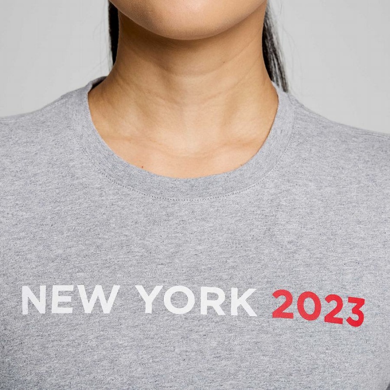 Women's Saucony New York Rested T Shirts Grey | UAE S14637-D27