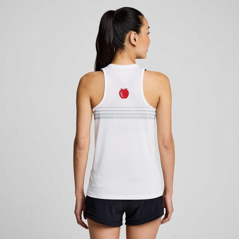 Women's Saucony New York Stopwatch Singlet Tank Top White | UAE S78365-X43