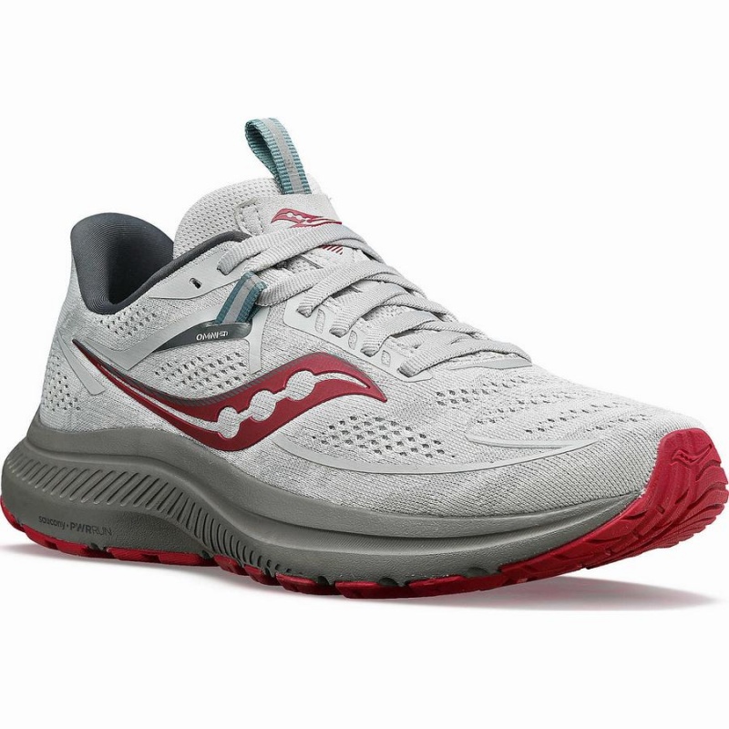 Women's Saucony Omni 21 Running Shoes Grey / Red | UAE S49173-B65