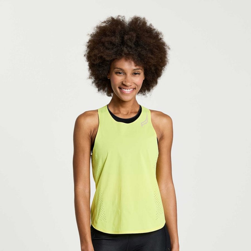 Women\'s Saucony Pinnacle Tank Tank Top Yellow | UAE S46719-S63