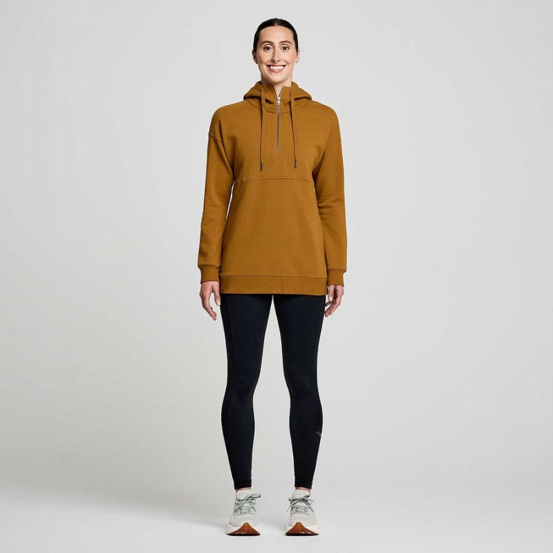 Women's Saucony Recovery Zip Tunic Hoodie Brown | UAE S35149-V86