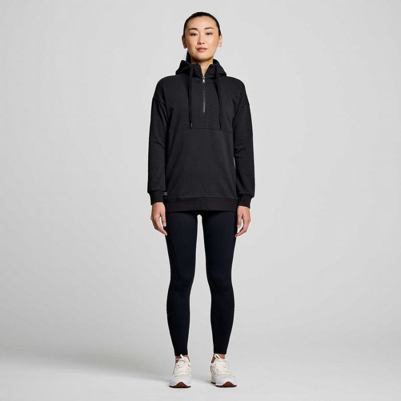 Women's Saucony Recovery Zip Tunic Hoodie Black | UAE S36912-B37