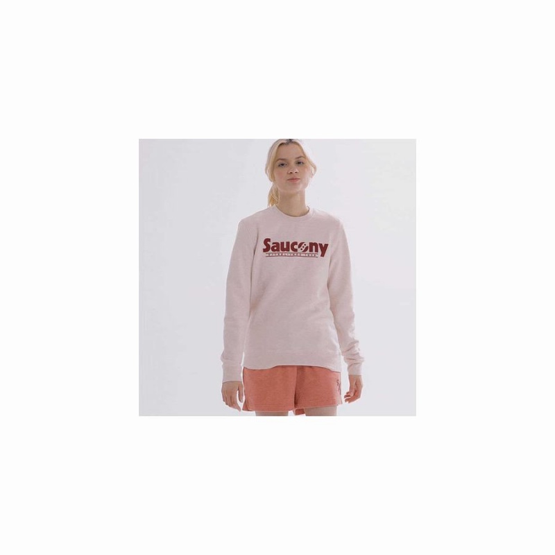 Women's Saucony Rested Crewneck Sweatshirt Rose | UAE S54327-K28