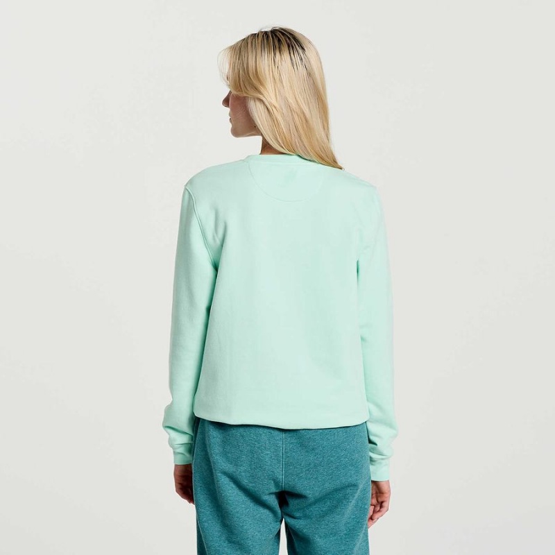 Women's Saucony Rested Crewneck Sweatshirt Turquoise | UAE S64315-Q05