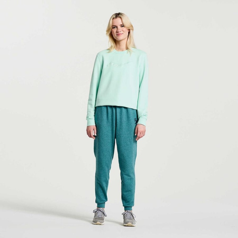 Women's Saucony Rested Crewneck Sweatshirt Turquoise | UAE S64315-Q05