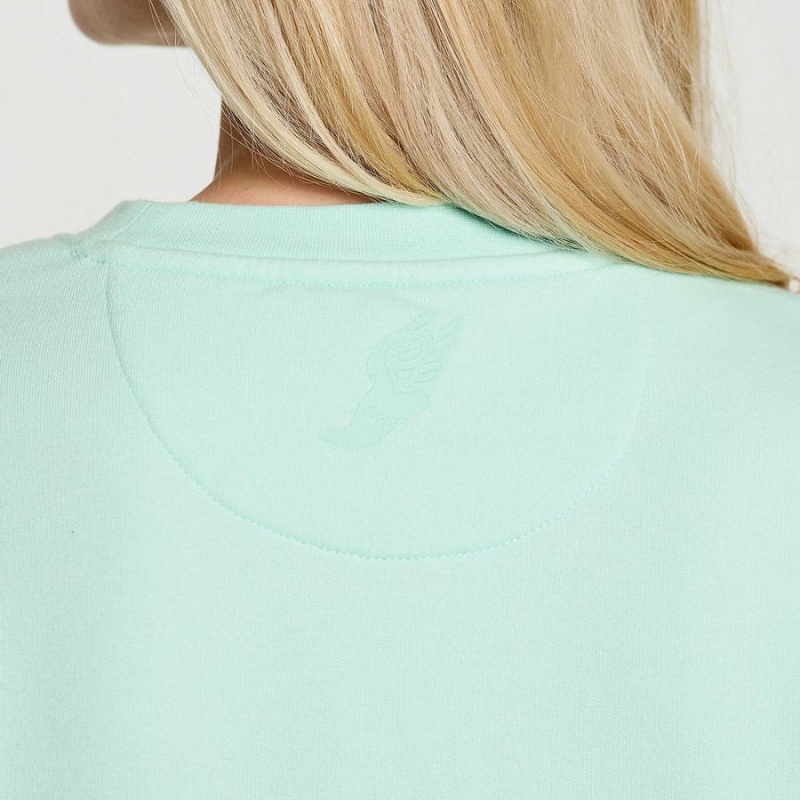 Women's Saucony Rested Crewneck Sweatshirt Turquoise | UAE S64315-Q05