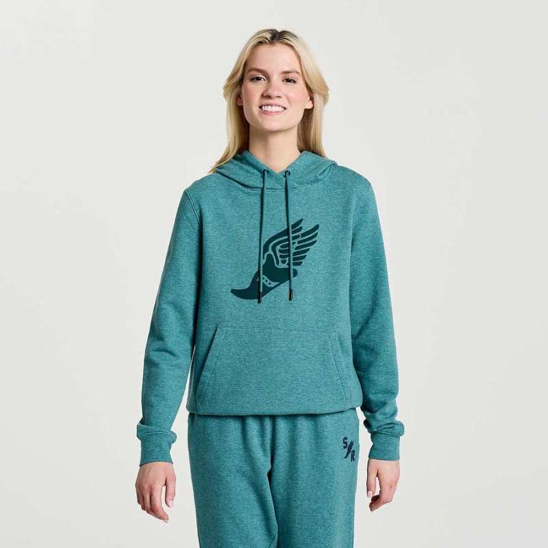 Women\'s Saucony Rested Hoodie Turquoise | UAE S53197-T46