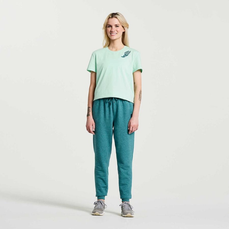 Women's Saucony Rested T Shirts Turquoise | UAE S52064-B60