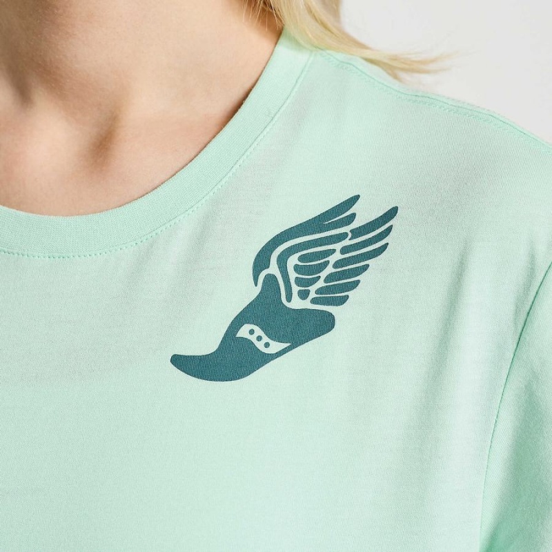 Women's Saucony Rested T Shirts Turquoise | UAE S52064-B60