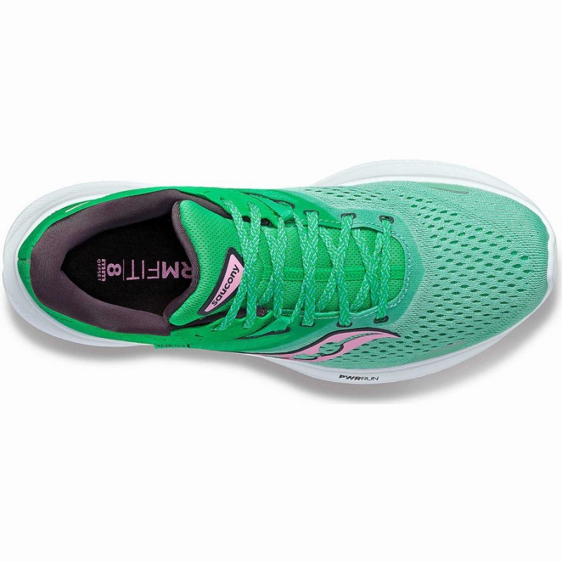 Women's Saucony Ride 16 Wide Running Shoes Green / Pink | UAE S27619-D17