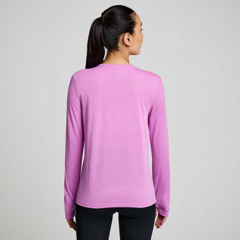 Women's Saucony Stopwatch Graphic Long Sleeve T Shirts Purple | UAE S90356-J64