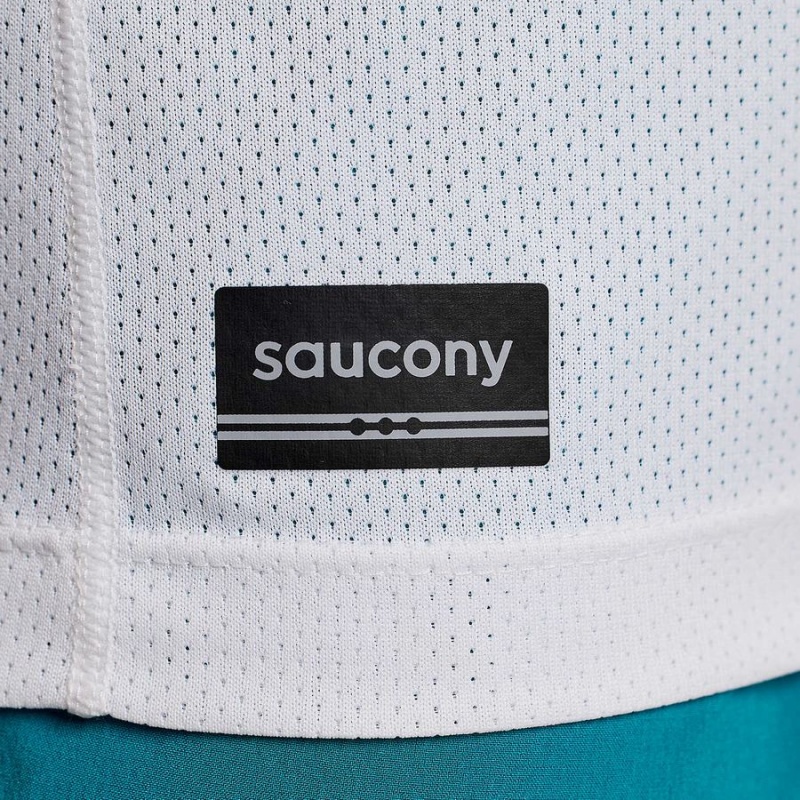 Women's Saucony Stopwatch Graphic Short Sleeve T Shirts White | UAE S68394-B40