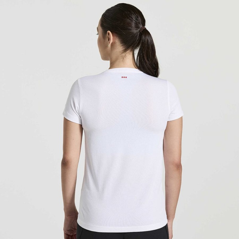 Women's Saucony Stopwatch Graphic Short Sleeve T Shirts White | UAE S21378-N04